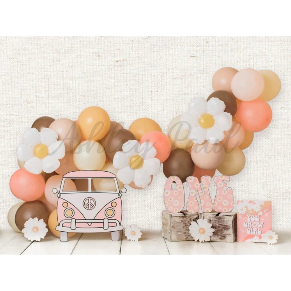 8x6 ft Kate Peace Balloon Backdrop Cake Smash Hippie Flower